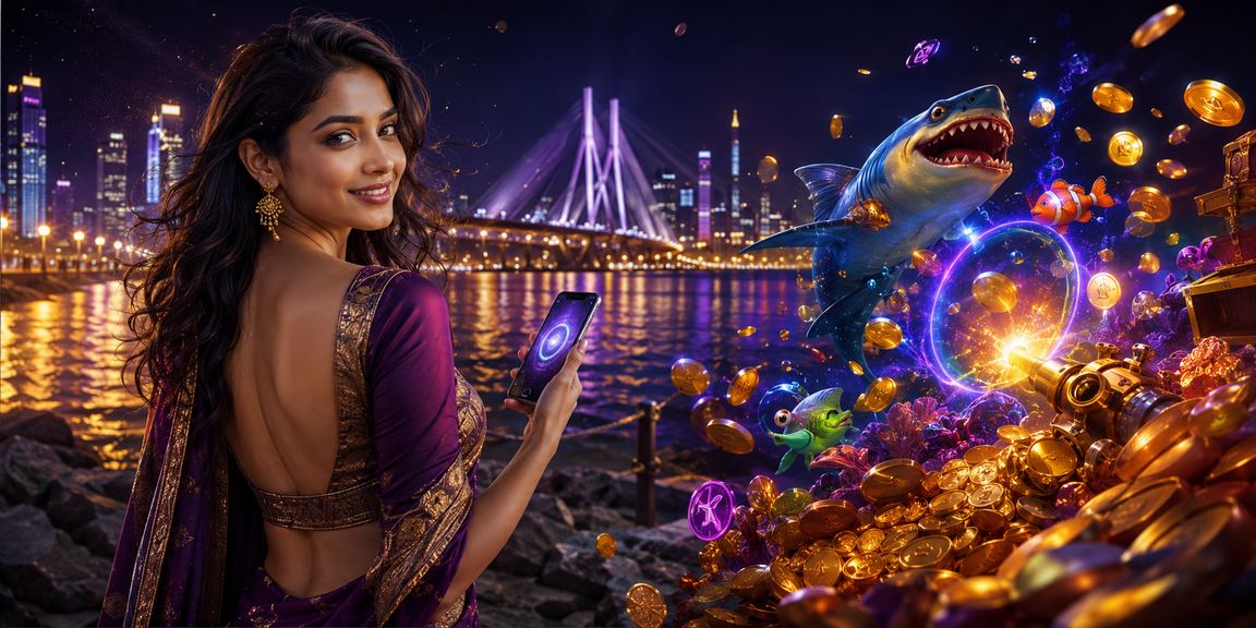 Indian player enjoying online fishing game at Mumbai Bandra